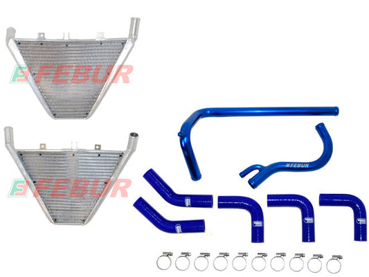 FEBUR Kawasaki ZX-6R (2019+) Additional Racing Water Radiator (with silicon hoses)