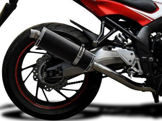 DELKEVIC Honda CB650F / CBR650F Full Exhaust System with Stubby 14" Carbon Silencer