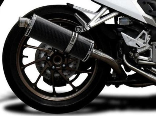 DELKEVIC Honda VFR800X / VFR800F Full Exhaust System with Stubby 14" Carbon Silencer