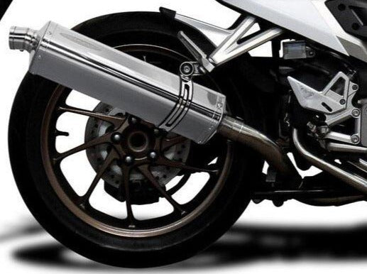 DELKEVIC Honda VFR800X / VFR800F Full Exhaust System with Stubby 17" Tri-Oval Silencer