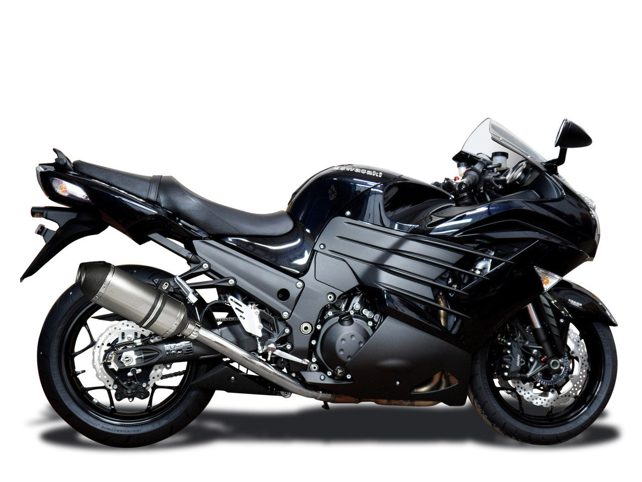 DELKEVIC Kawasaki Ninja ZX-14R Full Exhaust System with 10" Titanium X-Oval Silencers