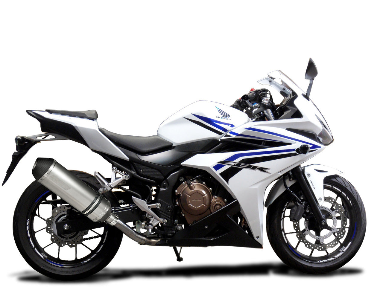 DELKEVIC Honda CB500 / CBR500R Full Exhaust System with 13.5" Titanium X-Oval Silencer