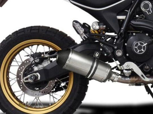DELKEVIC Ducati Scrambler Desert Sled Slip-on Exhaust 10" X-Oval Titanium