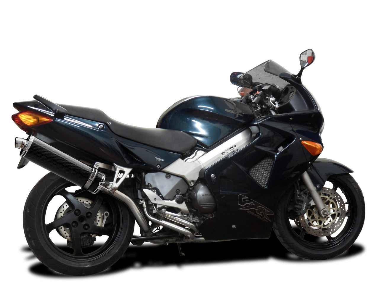 DELKEVIC Honda VFR800 Interceptor (98/01) Full Exhaust System with Stubby 18" Carbon Silencer (high level)