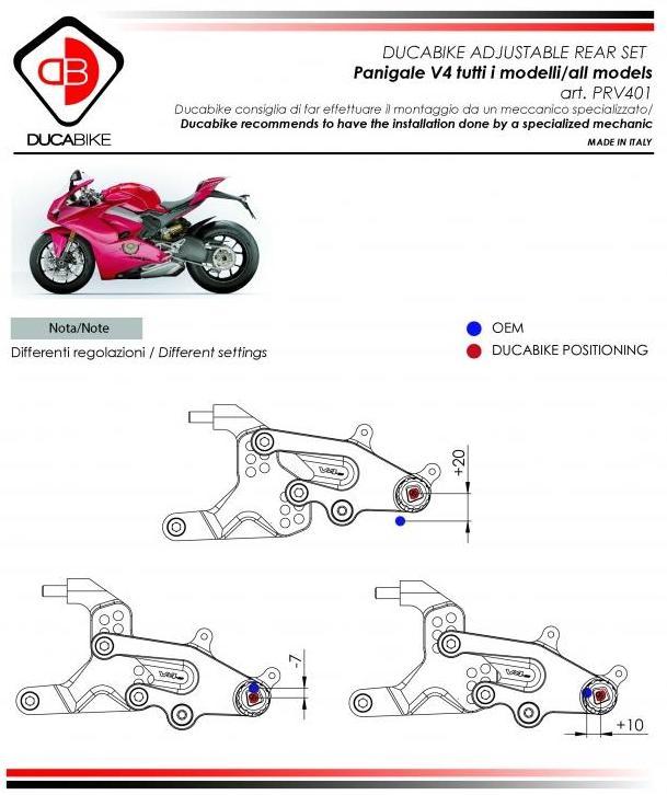 PRV401 - DUCABIKE Ducati Panigale V4 (2018+) Adjustable Rearset (SBK edition)