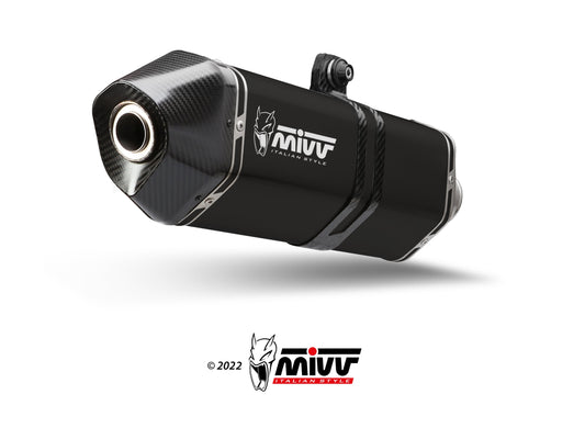 MIVV A.017 Aprilia Tuareg 660 (2022+) Slip-on Exhaust "Speed Edge" (black; approved) – Accessories in the 2WheelsHero Motorcycle Aftermarket Accessories and Parts Online Shop
