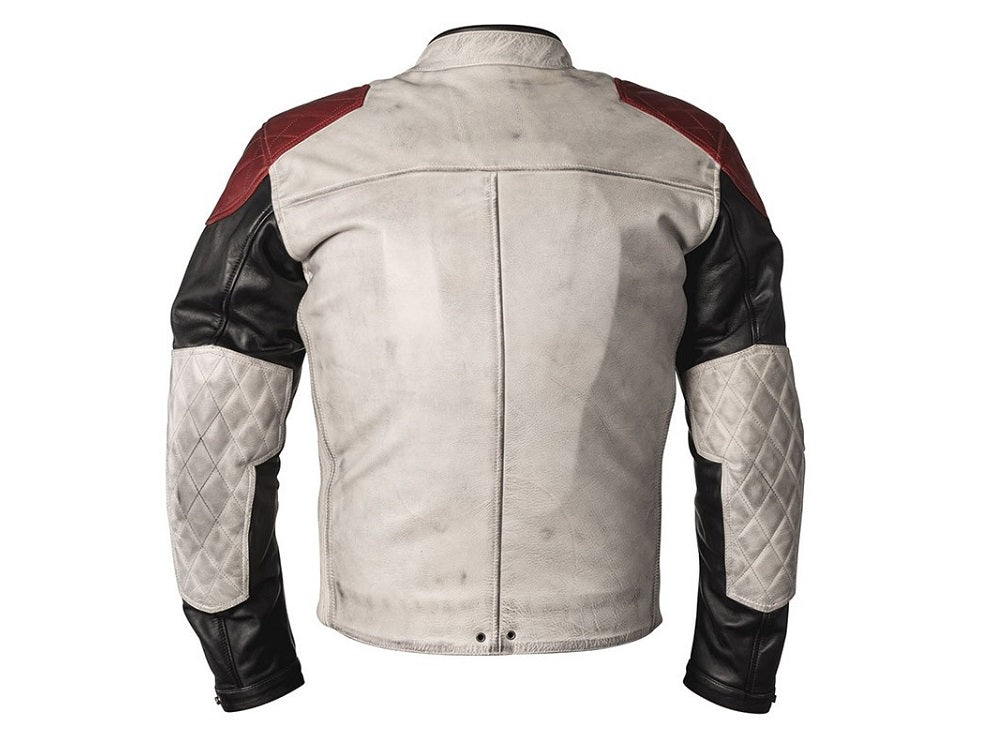 EX-MOTORCYCLE Leather Jacket "Helston Tracker" (white/black/red)