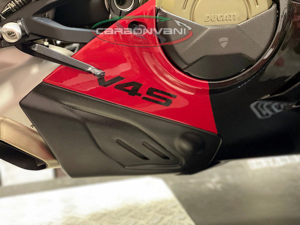 CARBONVANI Ducati Panigale V4 (2022+) Carbon Belly Pan (for Akrapovic exhaust; red)