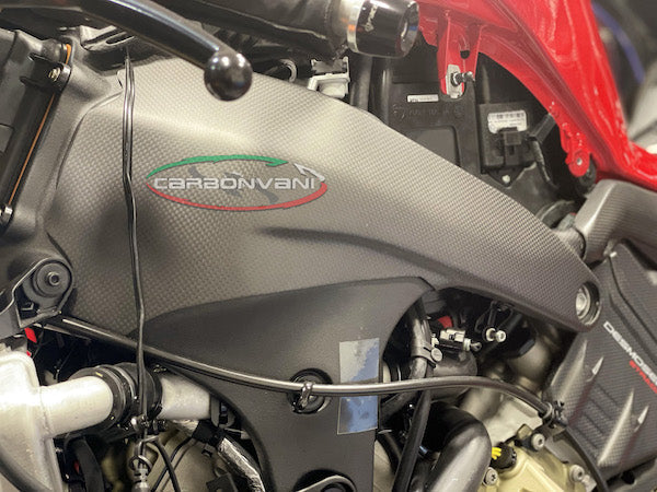 CARBONVANI Ducati Panigale V4 / V4R (18/21) Carbon Fuel Tank Frame Covers (new design)